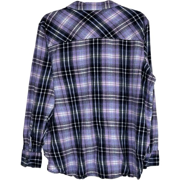 Woolrich Plaid Flannel Shirt XXL Purple Black Long Sleeve 100% Cotton - Picture 6 of 14